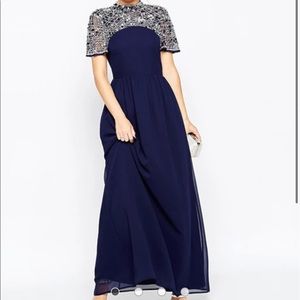 ASOS embellished high neck maxi dress w/ sleeves